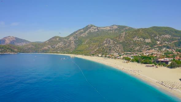 Aerial View of the Blue Sea and Beach of Oludeniz Fethiye Turkey alt
