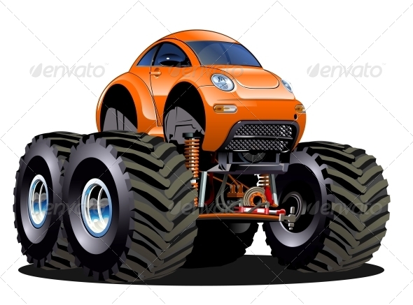 Cartoon Monster Truck - Man-made Objects Objects