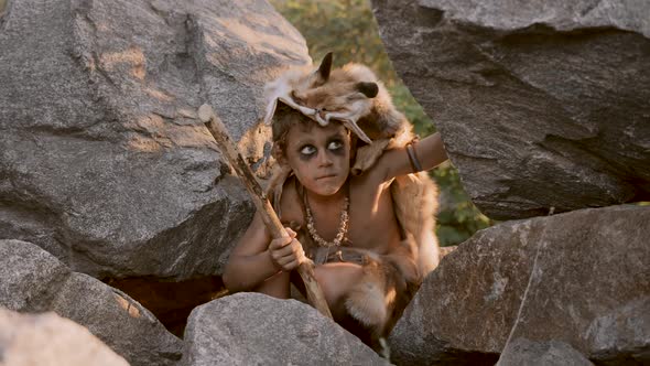 Caveman Manly Boy Hunting Outdoors alt