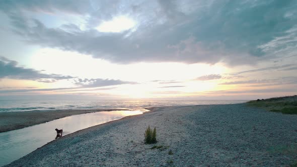View to the River Uzava (Užava) Flowing Into the Baltic Sea on a Summer Evening in Uzava in Latvia alt