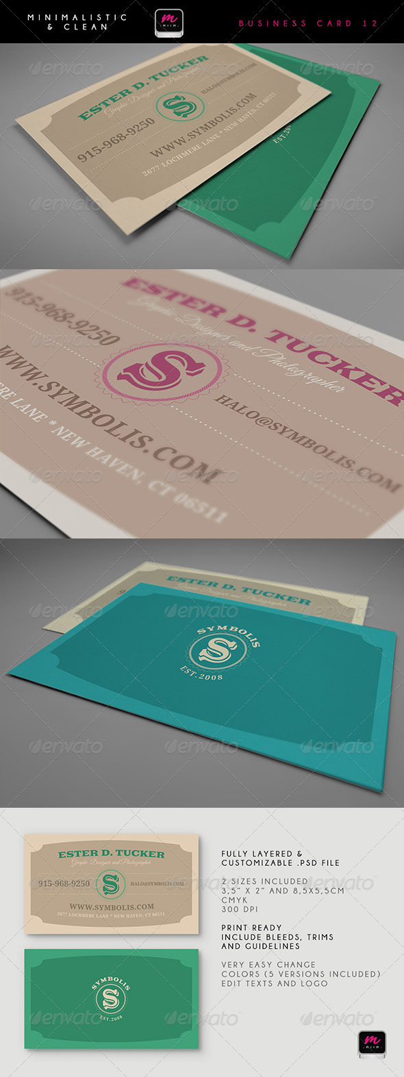 Clean Business Card Template 12 - Retro/Vintage Business Cards