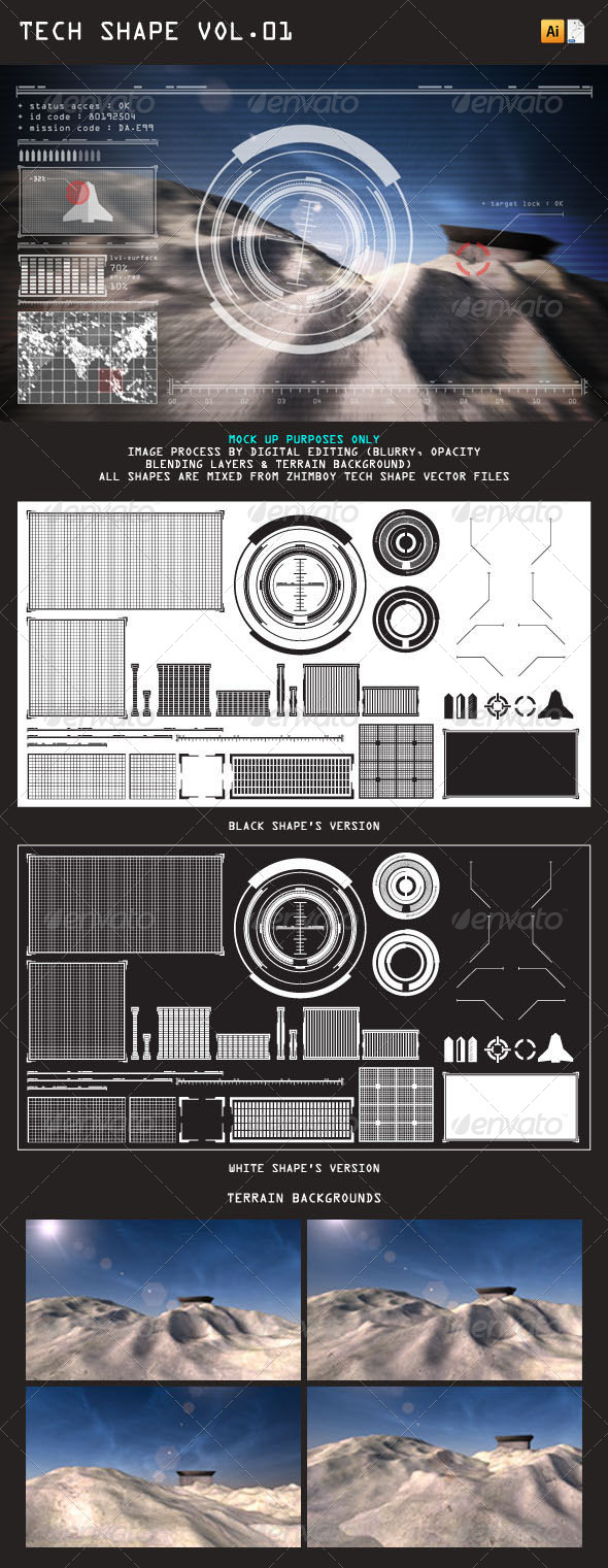 Tech Shape Vol.01 - User Interfaces Game Assets