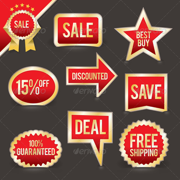 Set of Foiled Sale Badges - Commercial / Shopping Conceptual