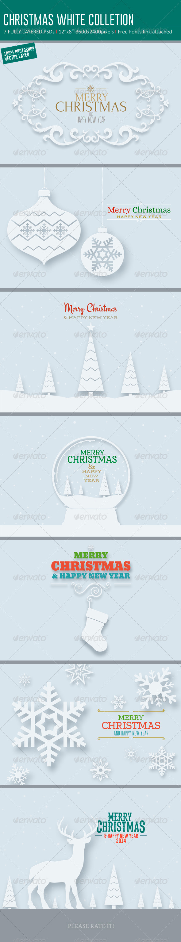 Christmas White Backgrounds- Card Colletions