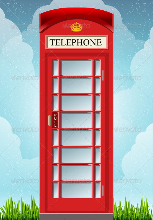 English Red Telephone Cabin - Objects Vectors
