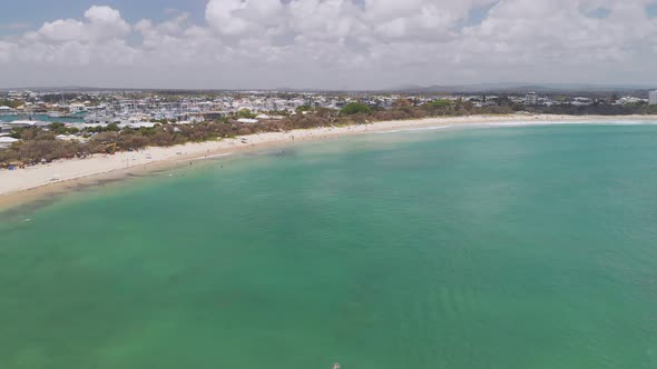 Drone view of famous Mooloolaba beach and marina alt