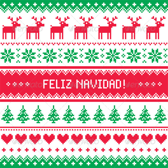 Feliz Navidad Card Scandynavian Christmas Pattern - Christmas Seasons/Holidays