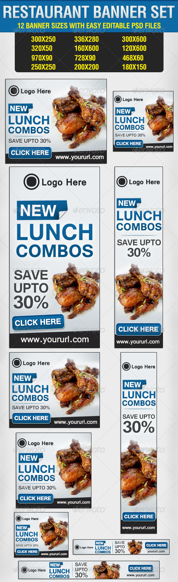 Restaurant Banner Set - Banners & Ads Web Elements