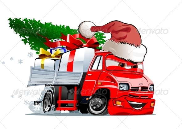 merry christmas banner generator Truck Cartoon by Mechanik   GraphicRiver Christmas