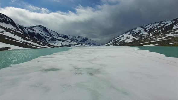 Flying above frozen lake alt