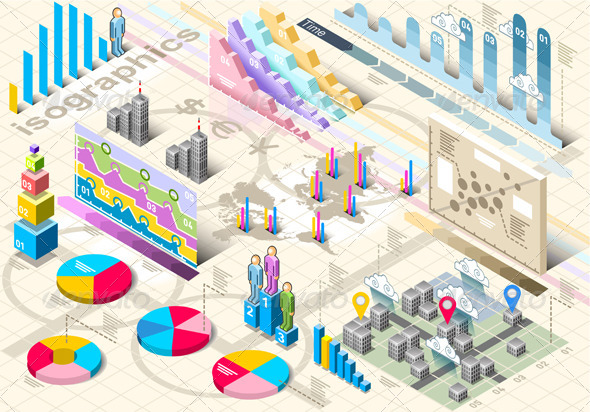 Isometric Infographic Set Elements - Infographics