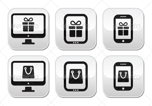 Shopping Online, Unternet Shop Buttons Set - Retail Commercial / Shopping