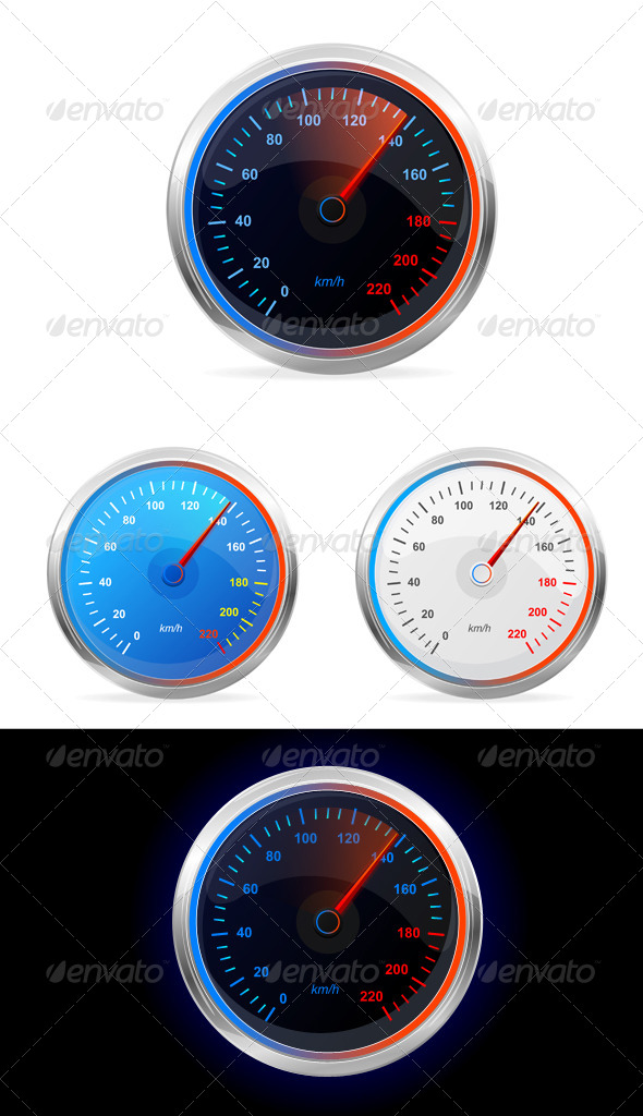 Speedometers, Vector Set - Sports/Activity Conceptual