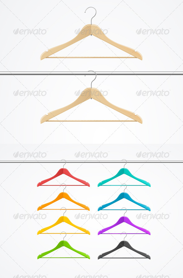 Wooden Rainbow Coat Hanger Set - Retail Commercial / Shopping