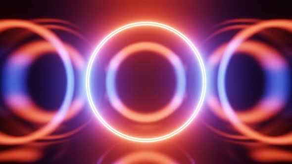 Abstract seamless loop of 3D render neon circle.