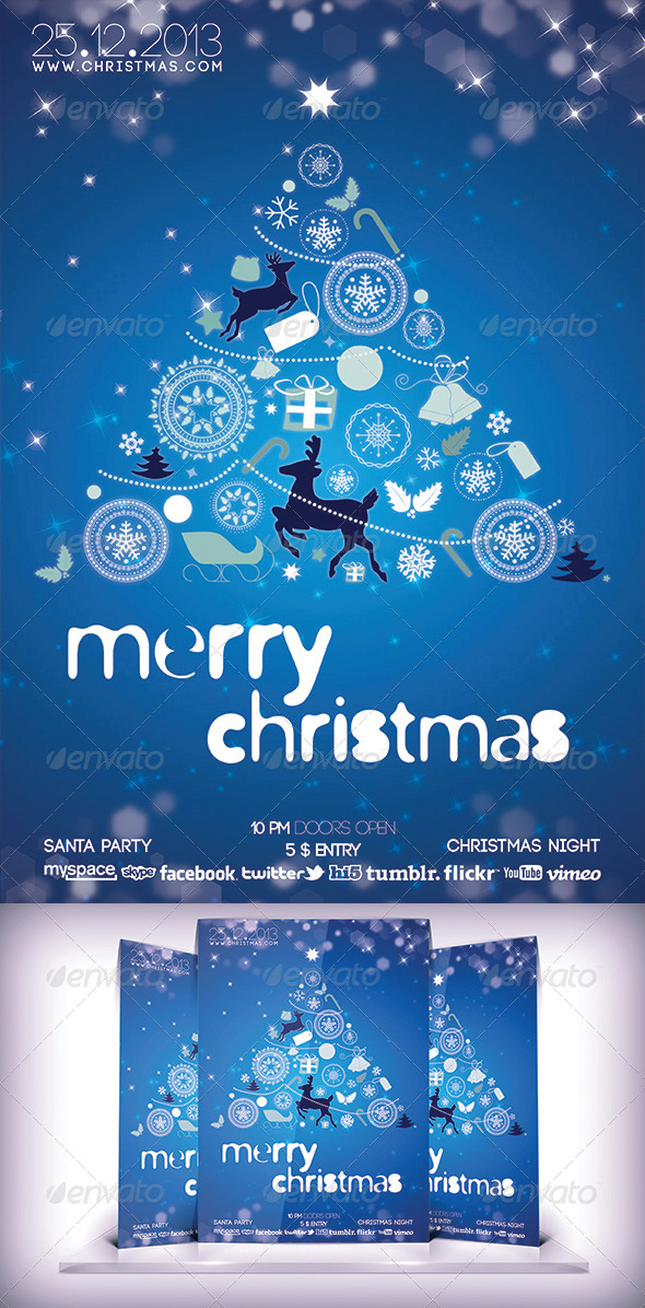Christmas Party Blue Flyer - Events Flyers