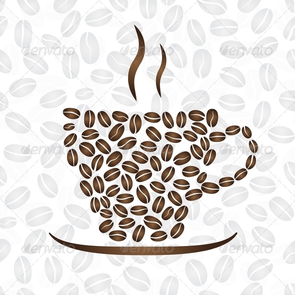 Cup Of Coffee, Consisting Of Coffee Beans - Food Objects