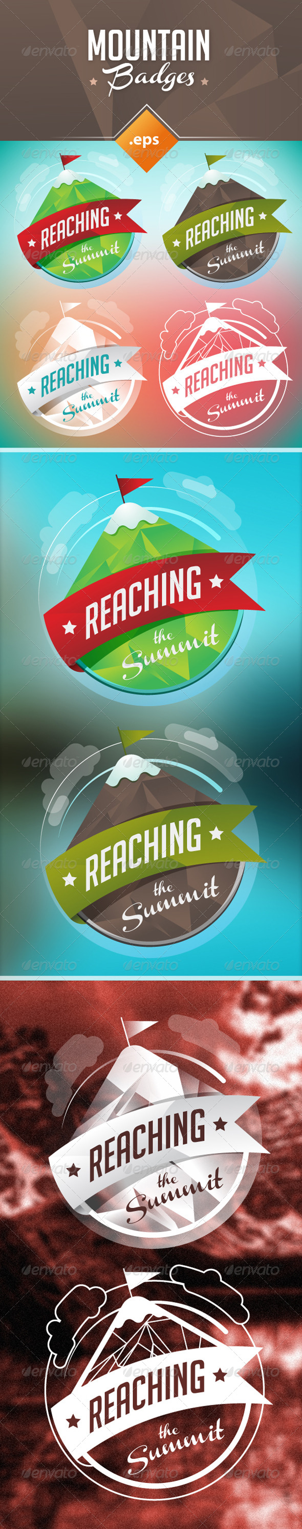 Mountain Badges Set - Badges & Stickers Web Elements