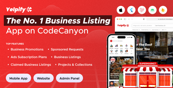 Yelpify – Yelp Clone | The No. 1 Business Listing Flutter app with admin panel and website