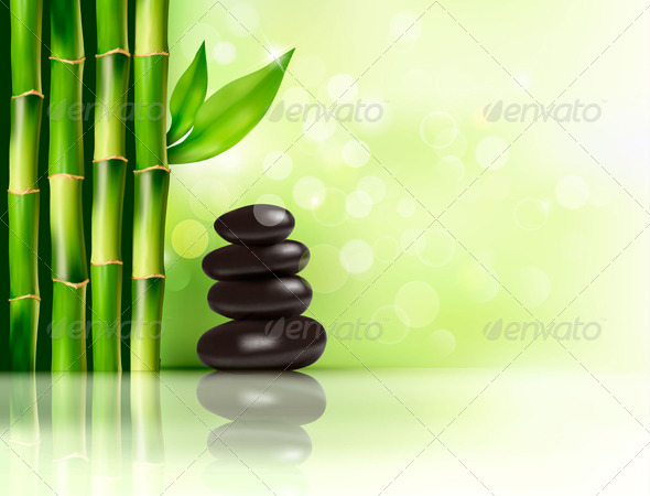Spa Background with Bamboo and Stones - Health/Medicine Conceptual