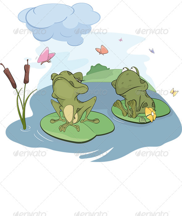 The Enamored Young Frog Cartoon - Valentines Seasons/Holidays