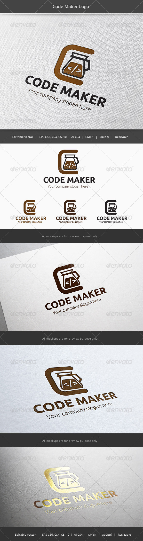 Code Maker Coffee Machine Logo - Objects Logo Templates