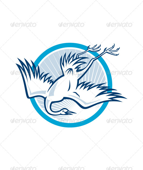 Heron Crane Diving Down Cartoon - Animals Characters