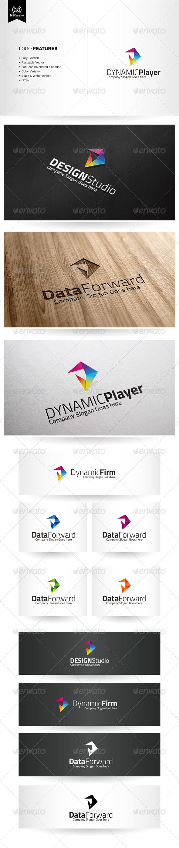 Abstract D and Play Forward Logo - Vector Abstract