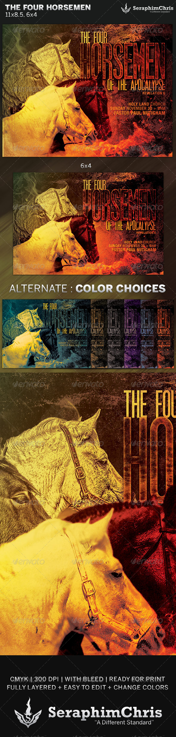 The Four Horsemen: Church Flyer Template - Church Flyers