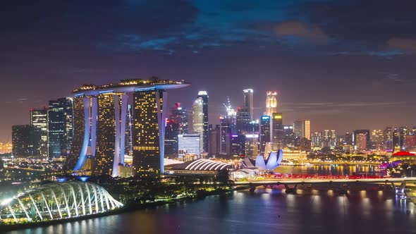 Beautiful moment of Singapore and business and financial district,