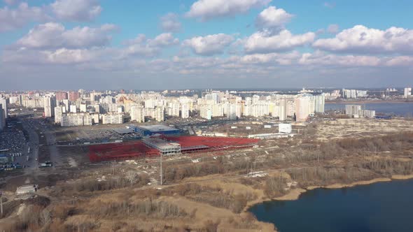 The Left Bank of Kyiv In the Poznyaki District Near a Construction and Grocery Hypermarket