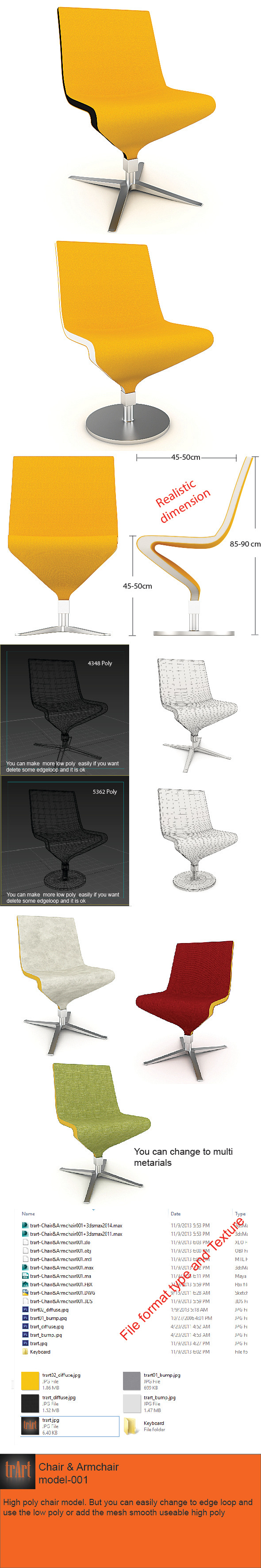 Chair Armchair Realistic - 3Docean 6086934