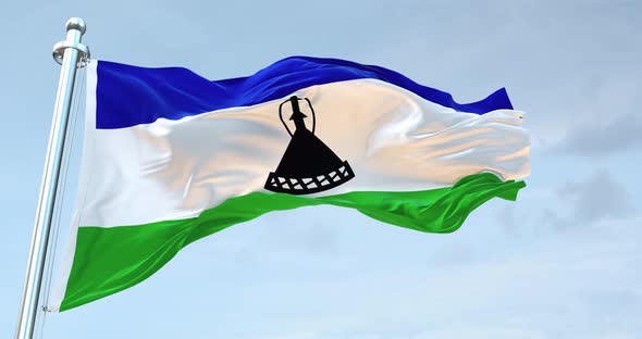 Lesotho Flag Waving Loop  4 K alt