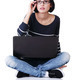 Young thoughtful woman with a laptop - PhotoDune Item for Sale