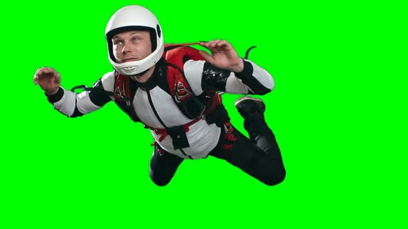 Skydiver in Free Fall Down in Slow Motion alt