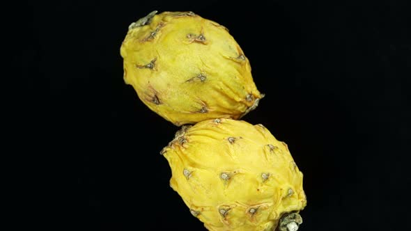 Ripe Sweet Exotic Fruit Pitahaya Yellow On Black Background 1