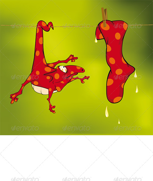 Red Lizard and Wet Sock Cartoon - Animals Characters