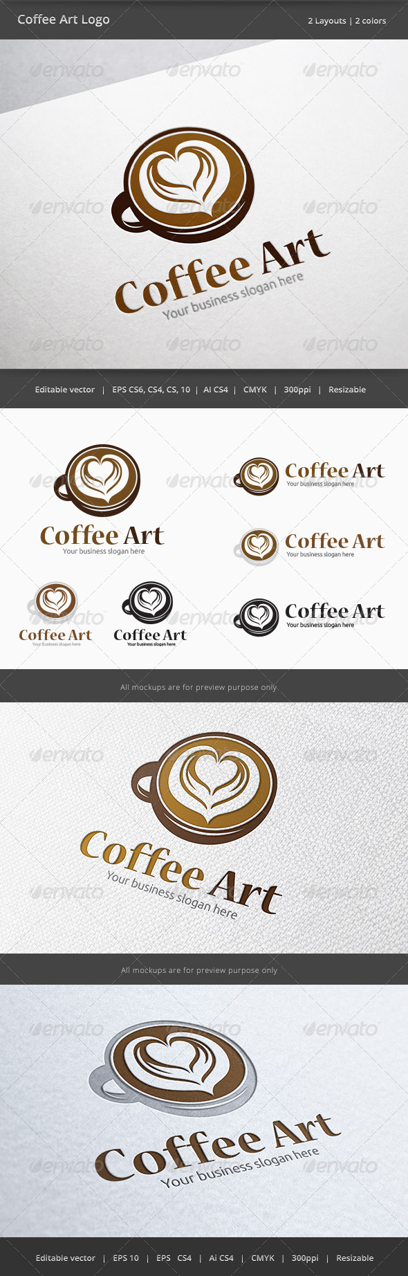 Coffee Cup Art Logo - Objects Logo Templates