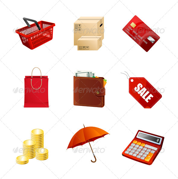 Shopping Icons Set - Retail Commercial / Shopping