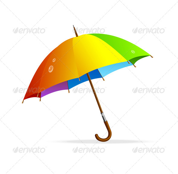 Vector Rainbow Umbrella Isolated - Seasons Nature