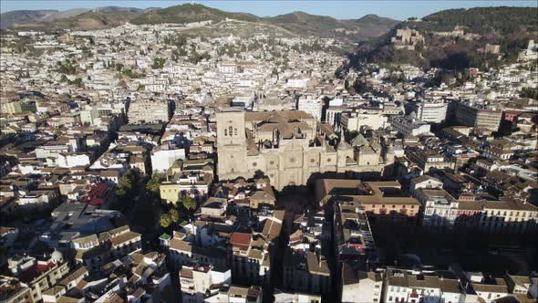 Granada Cathedral and urbanscape, Spain. Aerial panoramic view