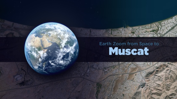 Muscat (Oman) Earth Zoom to the City from Space