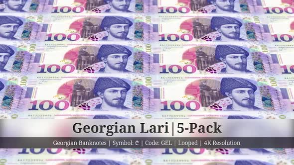 Georgian Lari | Georgia Currency - 5 Pack | 4K Resolution | Looped alt