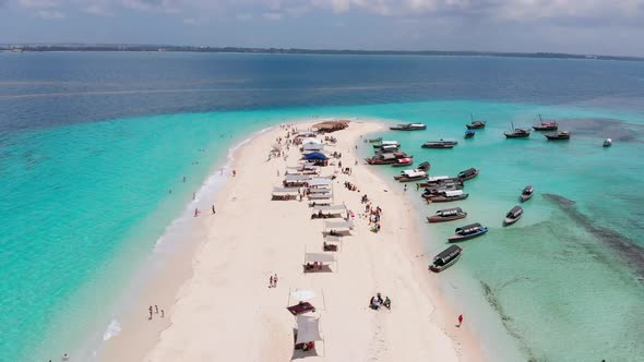Aerial View of the Paradise Disappearing Island of Nakupenda in Zanzibar Africa alt
