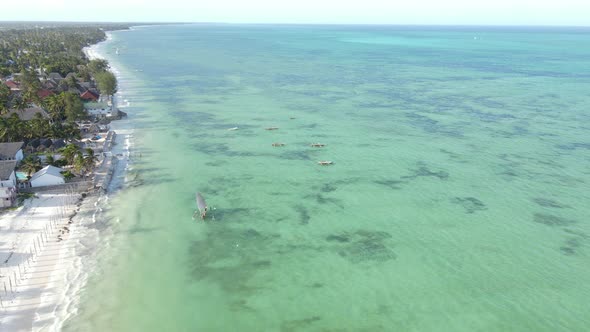 Boats in the Ocean Near the Coast of Zanzibar Tanzania Slow Motion alt