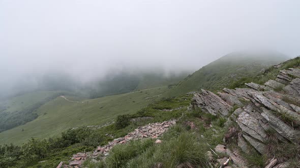 Time Lapse of Clouds Moving Fast Over Mountain Range of Tarnica Bieszczady Poland