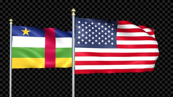 Central African Republic And United States Two Countries Flags Waving alt