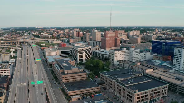 Milwaukee Wisconsin Great Lake Michigan Aerial View Downtown 4K UHD