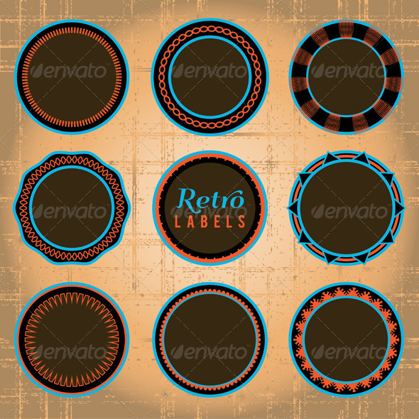 Vector Set of Retro Labels and Badges - Borders Decorative