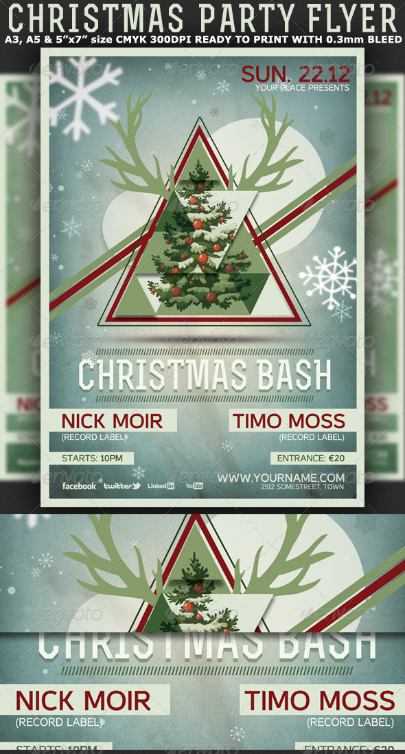 Christmas Minimal Party Flyer-Poster - Holidays Events